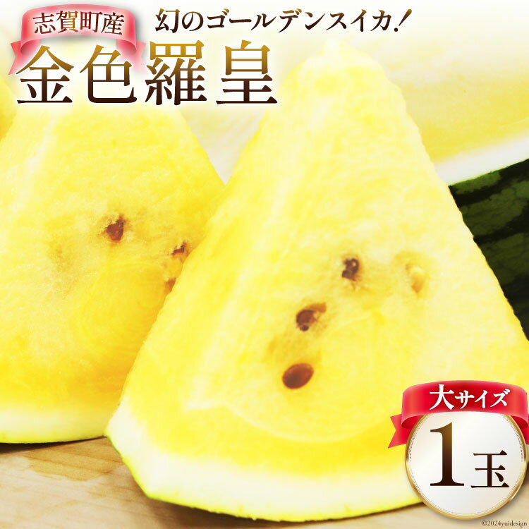 【ふるさと納税】 【期間限定】 スイカ 大サイズ 金色 羅皇 (黄色) 【幻のゴールデンスイカ】8kg 前後 1玉 [米吉農園 石川県 志賀町 BA4126] すいか 西瓜 黄色スイカ 果物 フルーツ くだもの 野菜