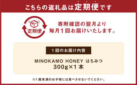 【6ヶ月定期便】MINOKAMO HONEY はちみつ 1本（300g）×6回 ｜ 藤井養蜂 蜂蜜 非加熱 百花蜜 国産 甘味料 定期便 美濃加茂市