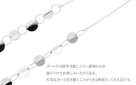 K18WG サークルプレス デザインチェーンネックレス　アクセサリー ファッション ギフト メンズ レディース