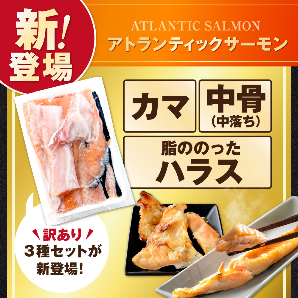 アトランティック サーモン 食べ比べ満足セット 1.3kg【SS0000037】
