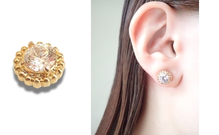 ノアーレ　マグネット式　ノンホールピアス　S-クリスタルGL　金属アレルギー　ピアス見え　痛くない　イヤリング