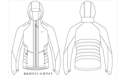 中綿ブレスサーモウォーマーシャツ：配送情報備考　01A　ホワイト×ホワイト
