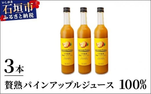 贅熟 石垣島産パインアップルジュース(100%) 500ml×3本
