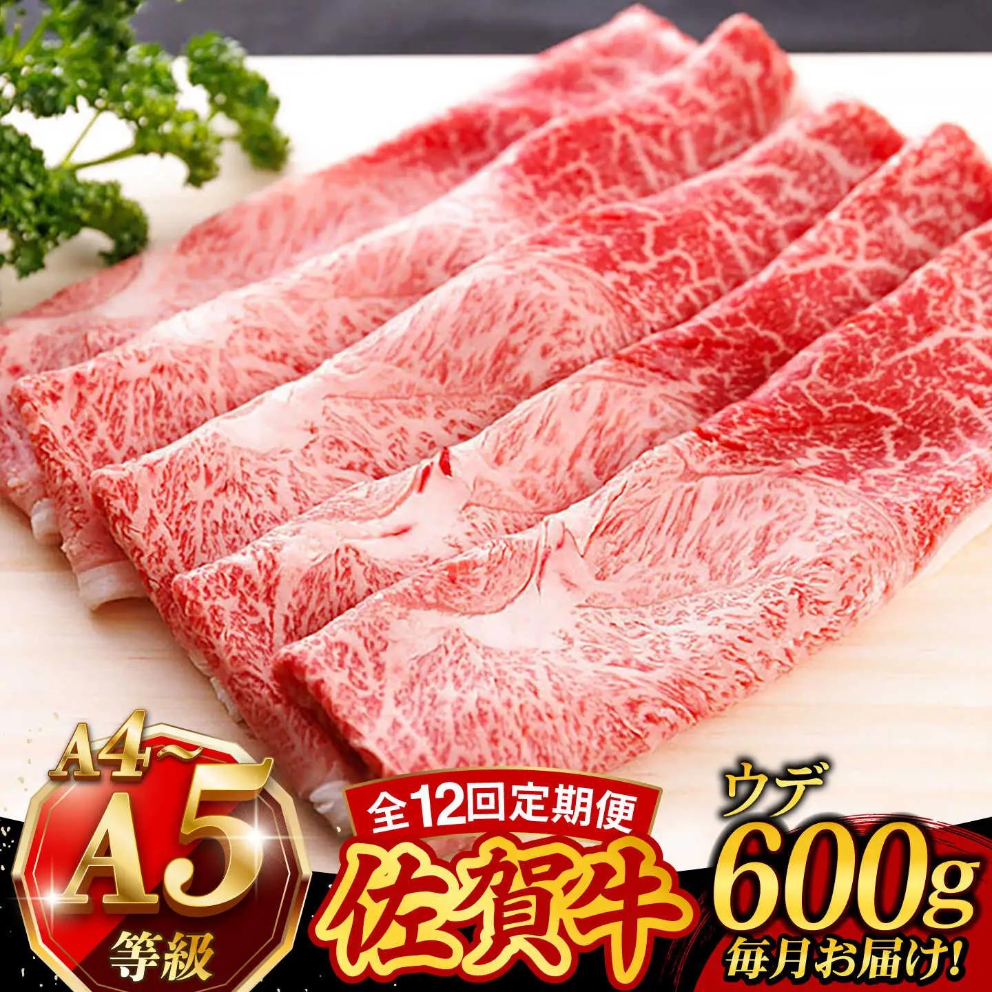 【12回定期便】 佐賀牛 すき焼き用 ウデ600g すき焼き [UCC018]