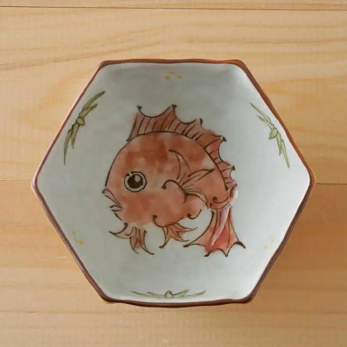 【波佐見焼】めで鯛 六角小鉢（六角茶付）3個セット 食器 皿【陶もと】[PE35] 波佐見焼