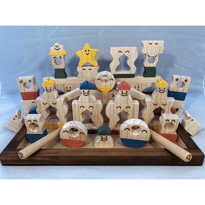 ふるさと納税 田川市 木のおもちゃ「ステージ付、コロポコ積木パズル(スペシャル)」 |  | 01