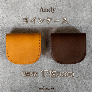 コインケース Andy 日本製 革製品 本革 レザー 手作り 小銭入れ ブラウン