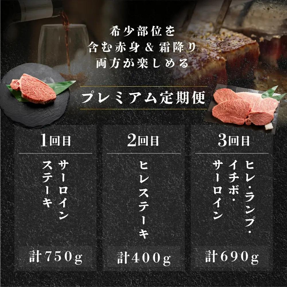 【定期便 3回】 飛騨牛 ステーキ プレミアム  3-4人前 ( ヒレ / サーロイン / ランプ / イチボ ランプ) 赤身＆霜降り 【tc6】