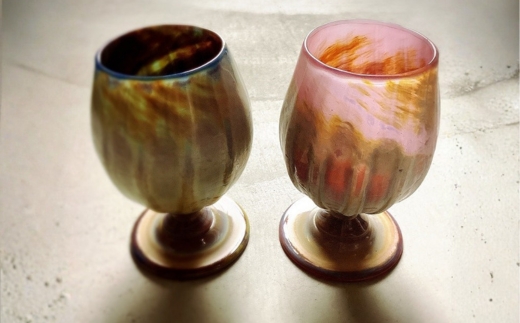 Ceramica Stripes Tulip セラミカストライプチューリップ（ハレの日のペアグラス）＜カラー：青＆ピンク＞ こだわりの逸品 地域特産品 ギフト 自分用 人気 おすすめ