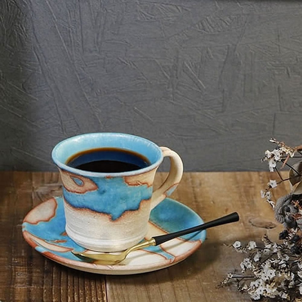 
            信楽焼 碧水掛け分けコーヒーカップ（トルコ） 陶器
          