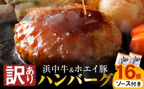 【訳あり】浜中牛＆ホエイ豚ハンバーグ(16個・和風おろしソース付き)_H0019-101
