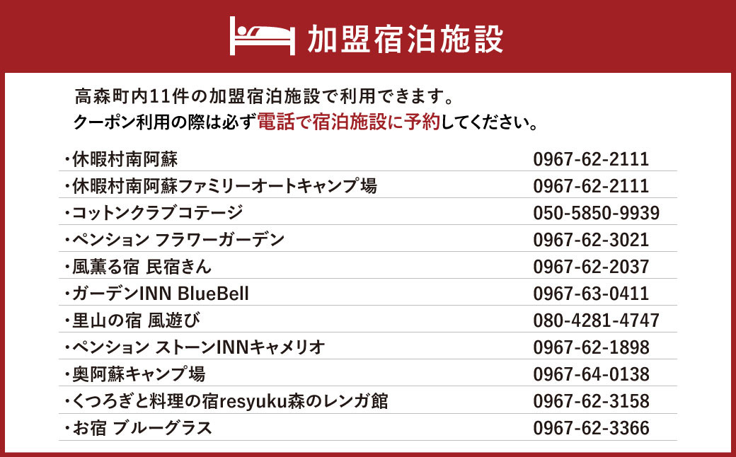 熊本県 高森町 加盟宿泊施設 宿泊クーポン 60,000円分