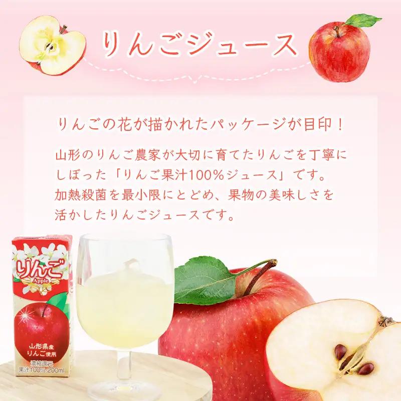 【ふるなびWEEK対象】りんごジュース 200ml×18本セット 【化粧箱入】 果汁100％ 紙パック 山形 りんご ジュース　012-G-MB003