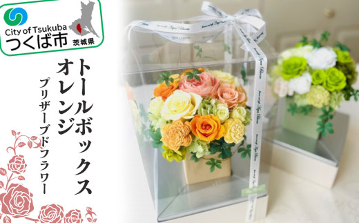 トールボックス・オレンジ（プリザーブドフラワー）【 バラ プリザーブドフラワー ダイヤモンドローズ フラワー 花 お花 薔薇 ギフト 贈答 プレゼント 母の日 おしゃれ アクアブルーム 茨城県 つくば市 】