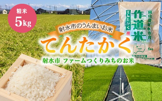 【射水市】【射水の美味しいお米】ファームつくりみちのお米　作道米R8年度産てんたかく5kg【精米】 ※離島への配送不可 ※2026年8月中旬～9月上旬頃に順次発送予定