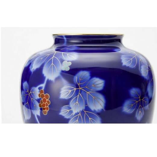 有田焼 呉須ブドー 8号 花生【深川製磁】花瓶 花器 壺 インテリア 伝統工芸 縁起柄 A120-29_イメージ3