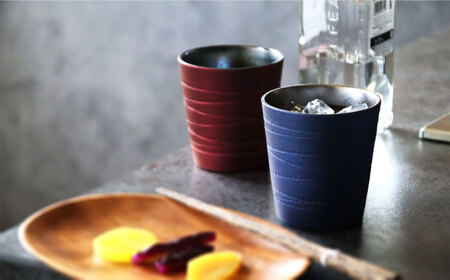 【美濃焼】ロックカップ トパーズレッド【二幸】焼酎 コップ 陶器[MCZ124]