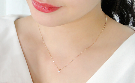 K10イエローゴールド 1粒ダイヤモンドネックレス