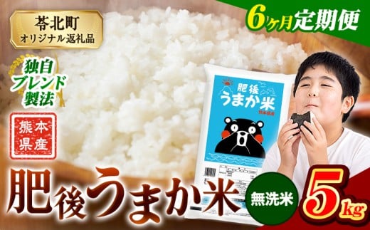 【6か月定期便】米 無洗米 熊本県産 肥後うまか米 5kg 精米 こめ  コメ お米 おこめ ブレンド米《申込月の翌月から出荷開始》熊本県産  コメ お米 おこめ
