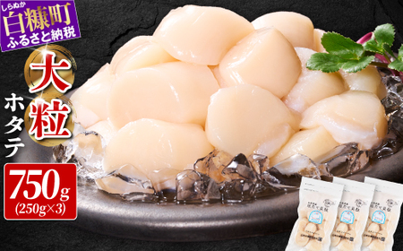 【中国禁輸措置被害支援品】ホタテ 大サイズ (3S) 750g ( 250g × 3 ) オホーツク産 お刺身用 絶対鮮度宣言をしている 海鮮 送料無料 人気 ランキング 北海道 白糠町 自慢の ほたて 小分け 帆立