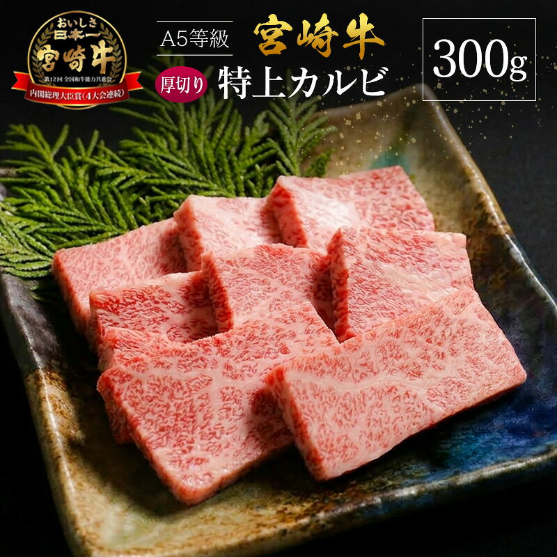 【ふるさと納税】宮崎県産 倉薗牧場 A5等級 宮崎牛 厚切り 特上カルビ 焼肉用 300g