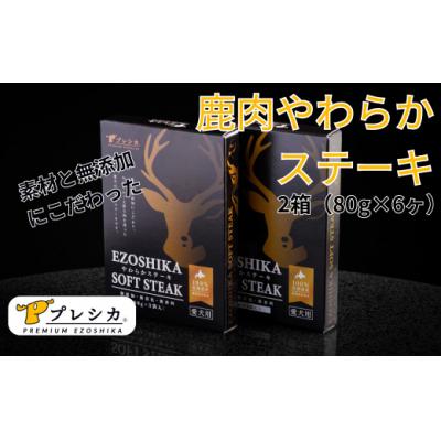 ふるさと納税 津別町 プレシカ 鹿肉やわらかステーキ 2箱(80g×6袋) ペット用 | 北海道津別町