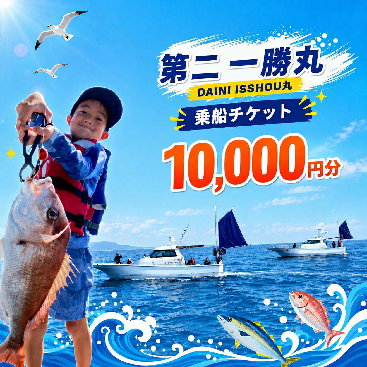 【ふるさと納税】【 遊漁 第二 一勝丸 】 乗船 チケット 10,000円 分 | 釣り 乗船 船釣り 遊漁船 体験 サービス チケット 乗船券 山口県 平生町