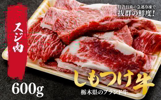 しもつけ牛 肉だらけの牛スジ600ｇ | 牛肉 肉 お肉 スジ肉 スジ 肉スジ カレー シチュー スジカレー 煮込み料理 産地直送 国産 国産牛 交雑 赤身 霜降り 希少 旨味 旨み 熟成 急速冷凍 テクニカン テクニカン社 スキンパック 真空パック 真空包装 コトラミートカルチャ 栃木県 茂木町