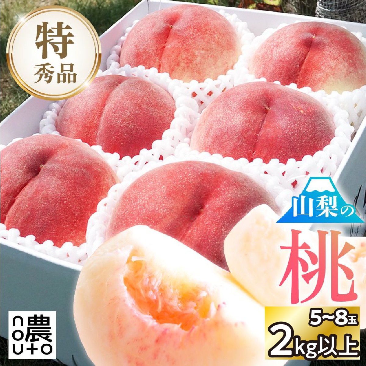 
                  【2026年発送★先行予約】日本一の生産量 山梨県産 桃 2kg以上 5~8玉 ※クール便 | 山梨 桃 本場 秀品 もも 高評価 人気 ランキング おすすめ コスパ 甘い 高糖度 美味しい デザート 数量限定 送料無料　産地直送 山梨県産 「販売」KEIPE株式会社 154-030
                