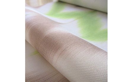 F23-85 山下健 板締絣九寸名古屋帯（緑×茶）【数量限定】