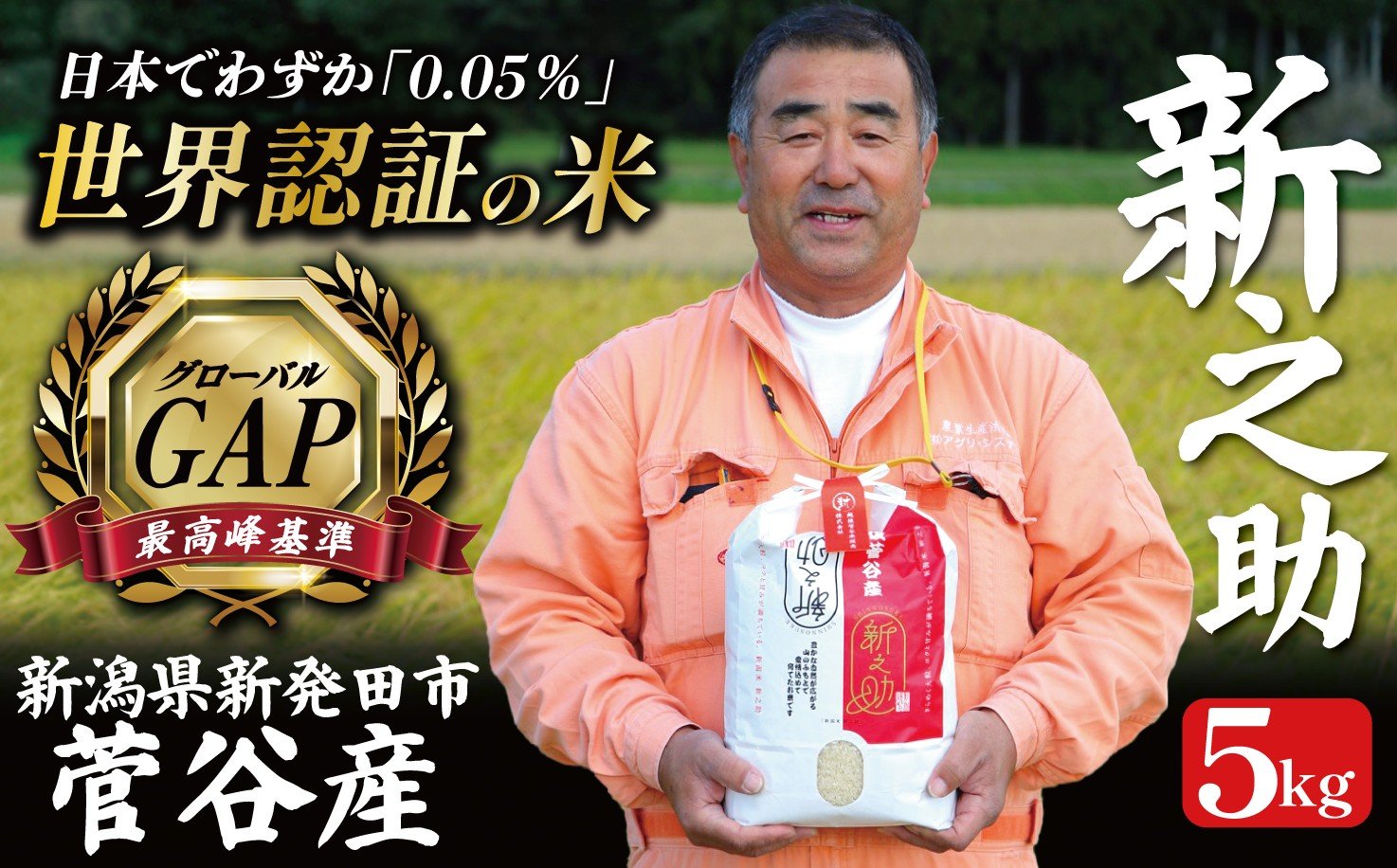 
            【日本でわずか0.05%】新之助 令和7年産 5㎏ 世界基準 新潟県 新発田産 玄米 白米 越後菅谷 農業 農産物 希少 伝統 グローバル こだわり 数量限定 D18_03
          