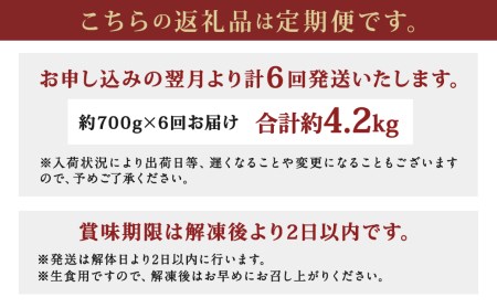 【6ヶ月定期便】長崎県産 本マグロ「中トロ」約700g 【大村湾漁業協同組合】 生食用