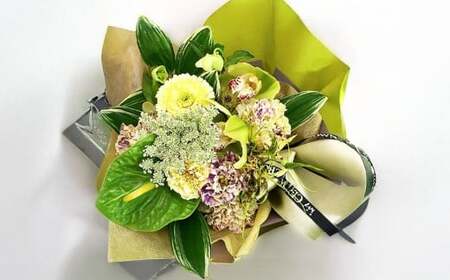 【白＋グリーン系】 お供え用 生花 （仏花） アレンジ Lサイズ 生け花 花 フラワー お供え 仏壇 日用品 雑貨 九州 熊本県 熊本市 常温 冷蔵