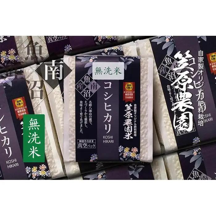 【令和7年】南魚沼産 笠原農園米 コシヒカリ 無洗米 ３合真空パック ２０個   | コシヒカリ
