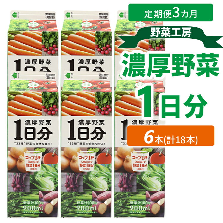 【ふるさと納税】【定期便3カ月】野菜工房　濃厚野菜1日分 6本 | 野菜 ドリンク ジュース 砂糖不使用 食塩不使用 朝食 野菜ジュース 飲みやすい 便利 手軽 おいしい 美味しい トモエ乳業 トモエ 茨城県 古河市 _DT16