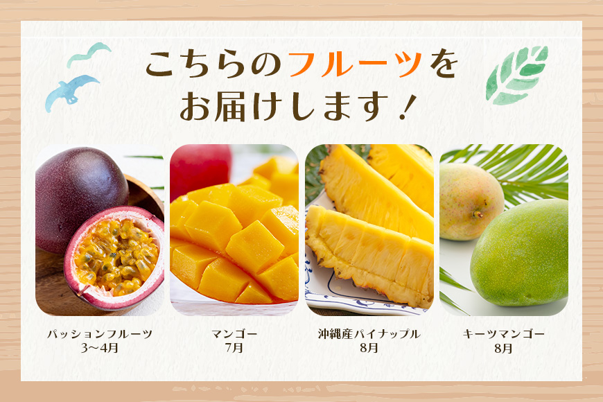 【定期便全4回】沖縄 フルーツ 定期便 4回 パッションフルーツ 沖縄産パイナップル パイン マンゴー キーツマンゴー フルーツ定期便 果物 パイナップル 沖縄マンゴー 沖縄 夏 旬 フルーツ くだも