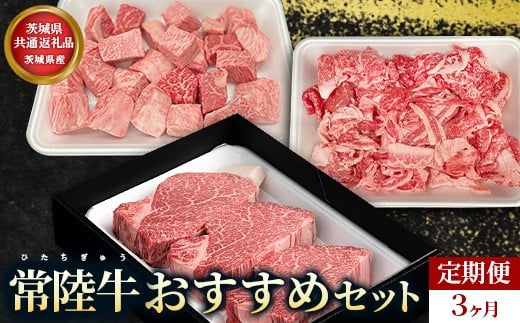 【茨城県共通返礼品】茨城県産【定期便】常陸牛 おすすめセット 3ヶ月連続 定期便 お肉