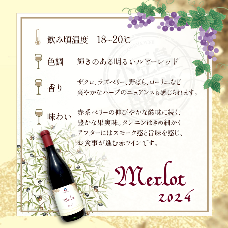 島醸造 メルロー 2024 720ml 小豆島醸造 赤ワイン 日本ワイン 化粧箱入り お酒 酒 ワイン 熟成 贈り物 ギフト 国産 香川 香川県 土庄 土庄町
