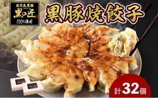 黒の匠 黒豚入り 16個×2 鹿児島豚 豚 黒豚 手作り餃子 餃子 ギョーザ 醤油 酢 旨味 コク 丹念 きめ細かい 匠 生パン 焼く コショウ 肉汁 夕食 パリパリ 冷凍便 サクサク 贈り物 団らん みづほ野 神奈川県 平塚市