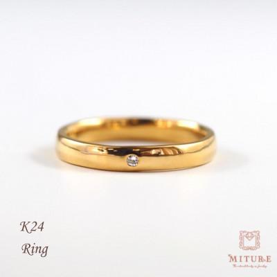 ふるさと納税 山梨県 【山梨県】【ジュエリー】K24 pure gold /ダイヤ 甲丸 リング 12号