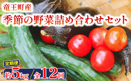 【12ヶ月定期便】季節の野菜詰め合わせセット 約5kg ( 常温 季節 旬 春野菜 夏野菜 秋野菜 トマト 人参 きゅうり なす玉ねぎ カボチャ 獅子唐 冬瓜 産地直送 農家直送 サラダ 滋賀県 竜王