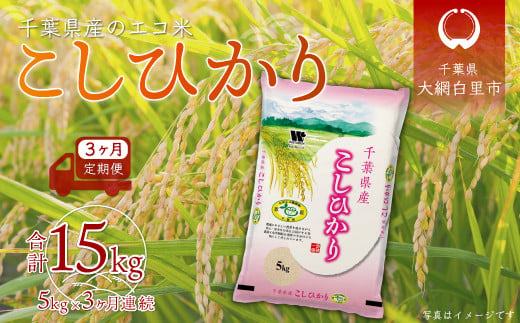 
＜3ヶ月定期便＞千葉県産エコ米「コシヒカリ」5kg×3ヶ月連続 計15kg ふるさと納税 米 定期便 5kg コシヒカリ エコ米 千葉県 大網白里市 送料無料
