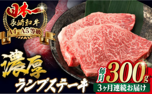 
【全3回定期便】ランプ ステーキ 2枚 300g 長崎和牛 A4～A5ランク 希少部位【野中精肉店】 [VF16] 肉 牛肉 赤身 希少部位 A4～A5ランク ランプステーキ 焼肉
