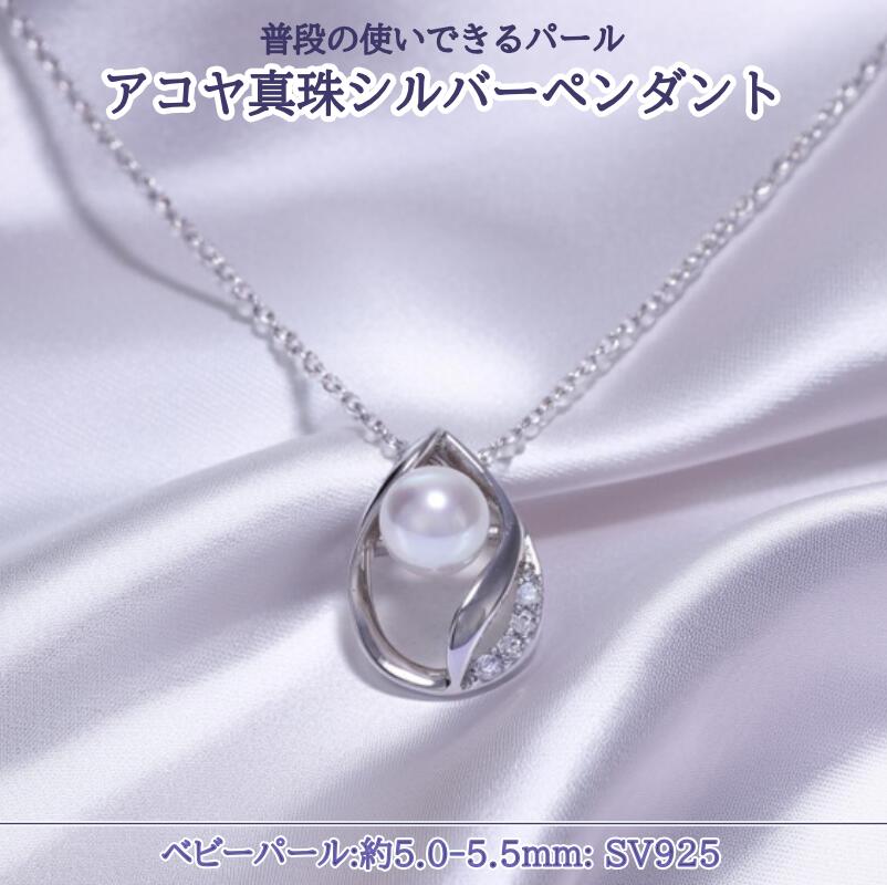 【ふるさと納税】アコヤ真珠 ペンダント 5mm〜5.5mm シルバー925 ジルコニア ネックレス 40cm あこや真珠 パール 伊勢志摩 本真珠 ジュエリー レディース ギフト 30-85