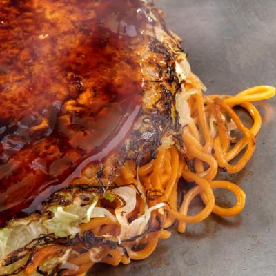 ふるさと納税 府中市 【5枚セット】平の家お好み焼き「そば肉玉シングル(辛麺)」