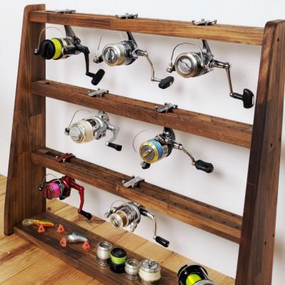 ふるさと納税 横手市 ロッドスタンド10本掛け+リールスタンド片面Lサイズ 【本体:ブラウン　フェルト:ブラック】 |  | 02