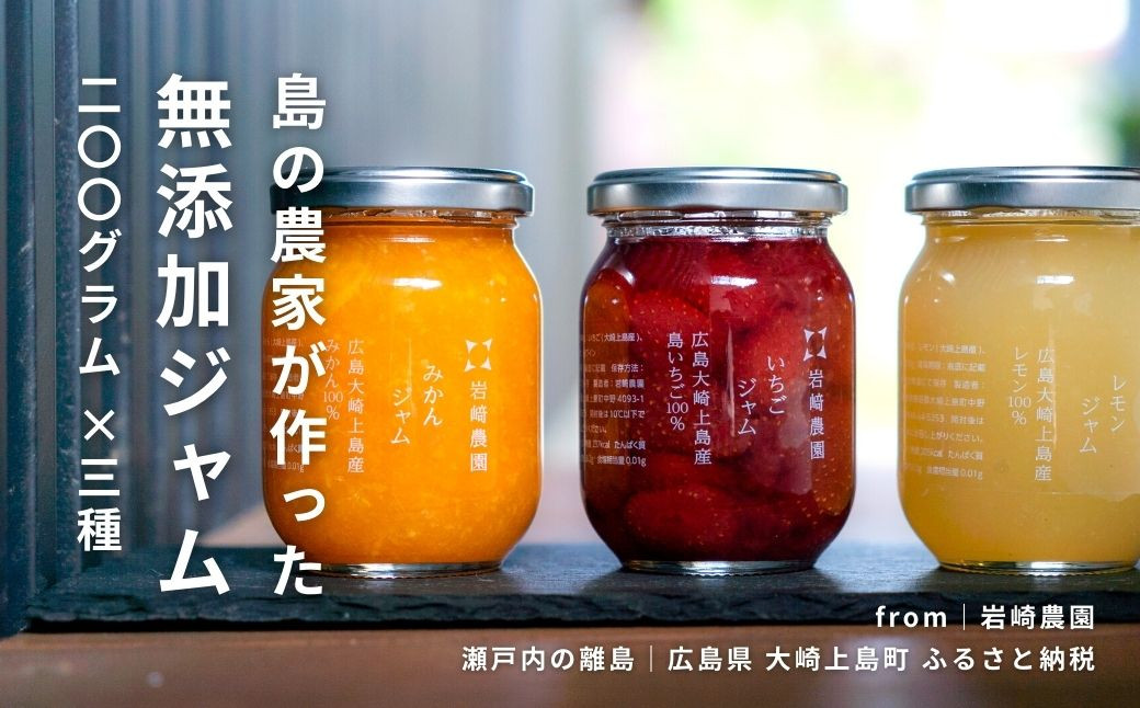 
            大崎上島産 島の農家が作った無添加の手作りジャム200g×3本
          