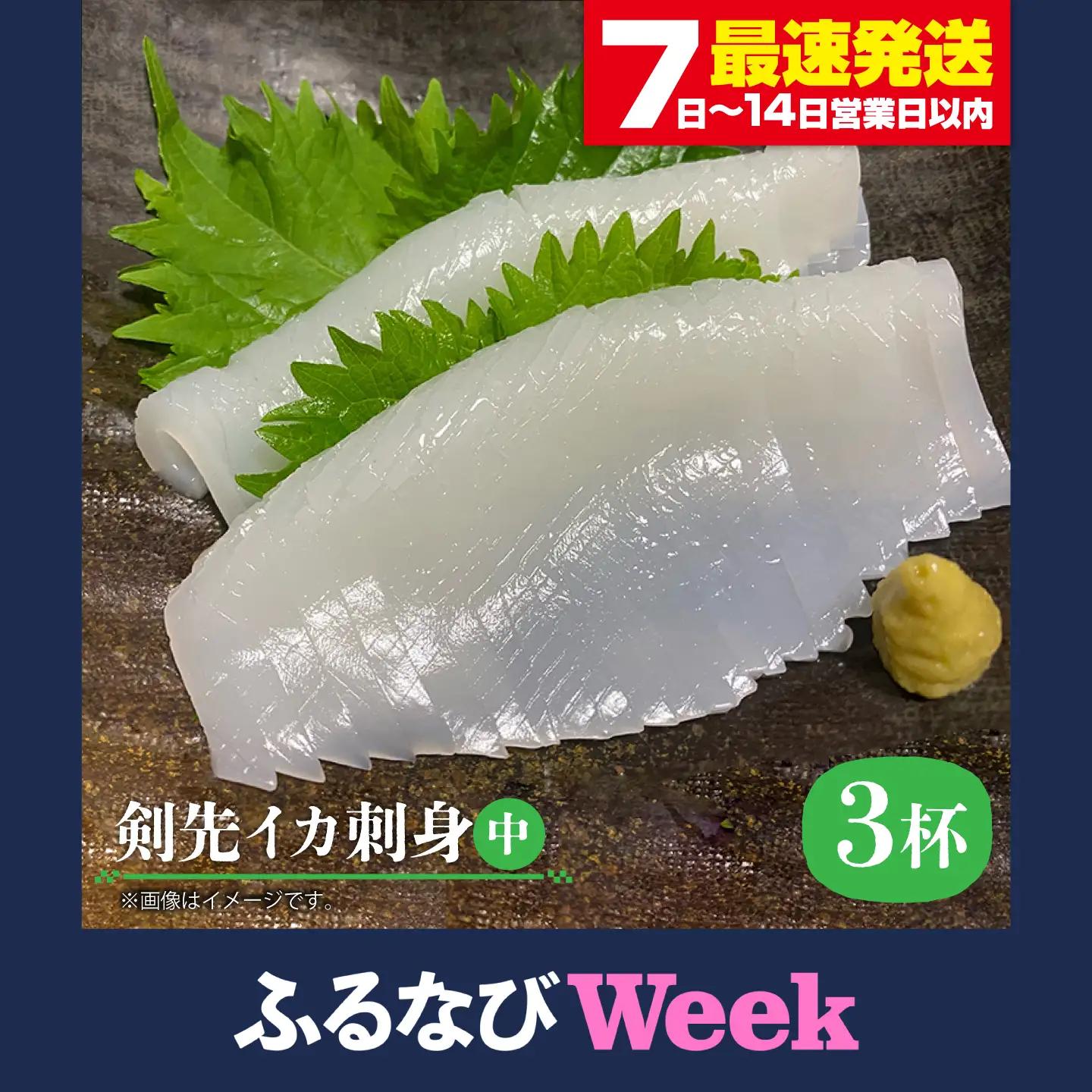 【ふるなびWEEK対象】剣先イカ 中 3杯  JEW003 いか 刺身