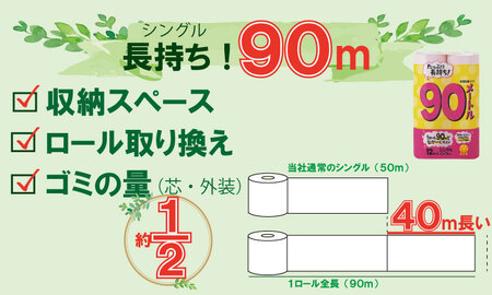 【トイレットペーパー】12ロールピンク90ｍシングルX 6パック（合計72個 ）B165-009