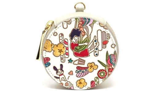 【文庫屋大関】マカロンポーチ 弾けるもろこしガール【皮革工芸品】 ポーチ ミニポーチ 小物入れ アクセサリー入れ イヤホン入れ 収納 保管ケース 手のひらサイズ  本革 革 皮革 工芸品 工芸 雑貨 ギフト プレゼント 日本製 東京 [№5619-2223]